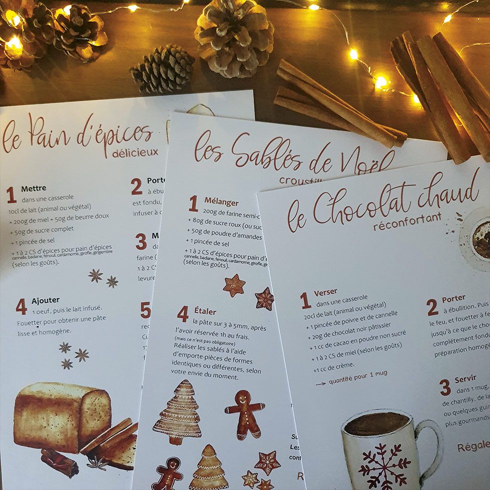Le pack Gourmandise - les 3 affiches recettes illustrées de Noël