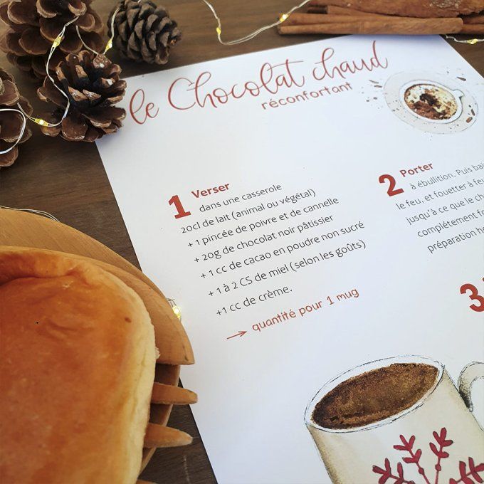 Gourmandise - l'affiche recette illustrée du chocolat chaud