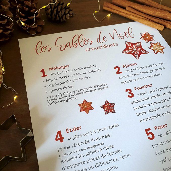 Gourmandise - l'affiche recette illustrée des sablés de Noël