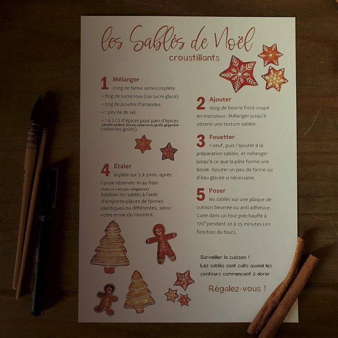 Gourmandise - l'affiche recette illustrée des sablés de Noël