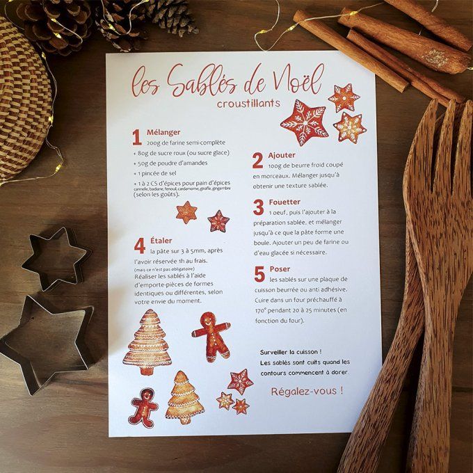 Gourmandise - l'affiche recette illustrée des sablés de Noël